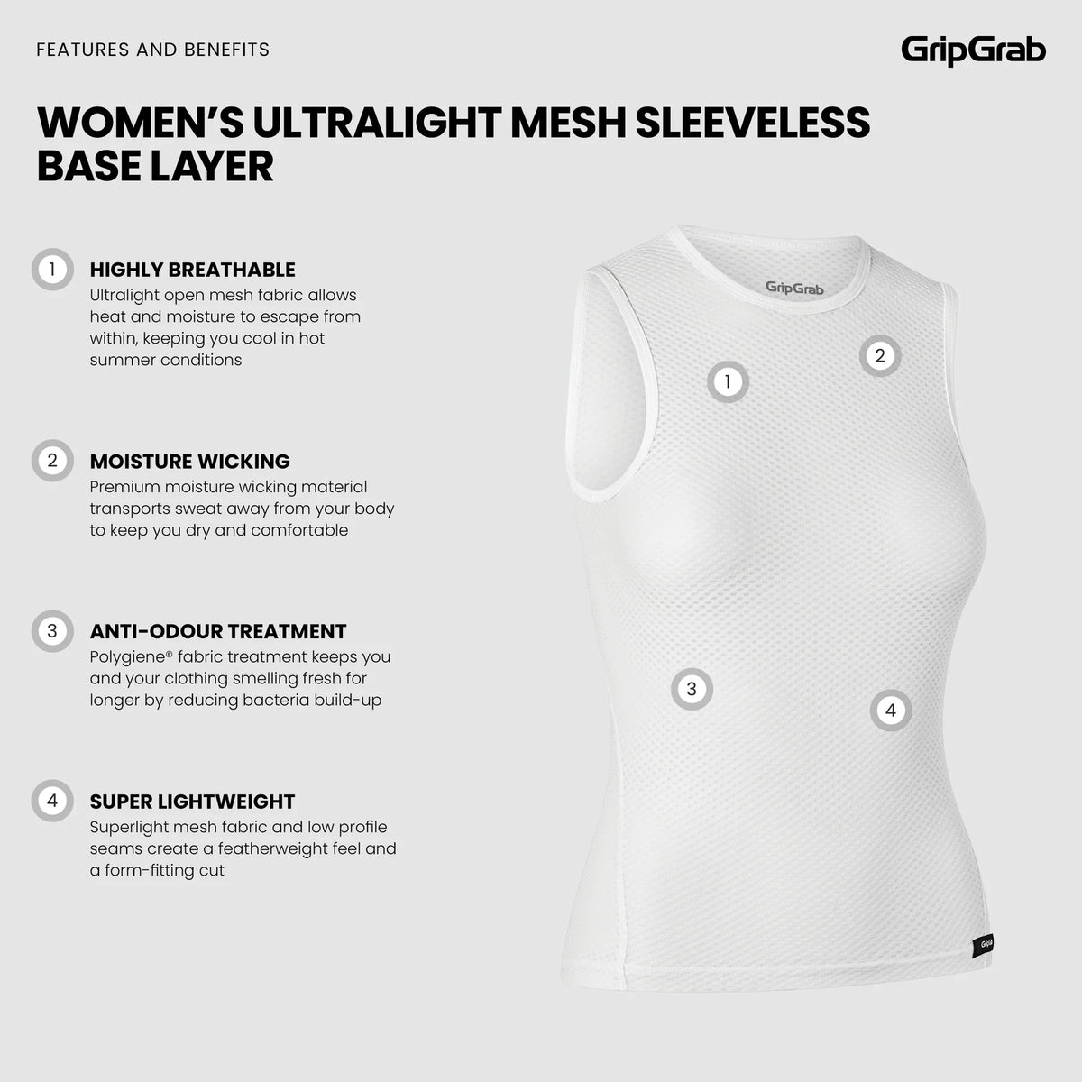 GripGrab Ultralight Mesh Sleeveless Base Layer