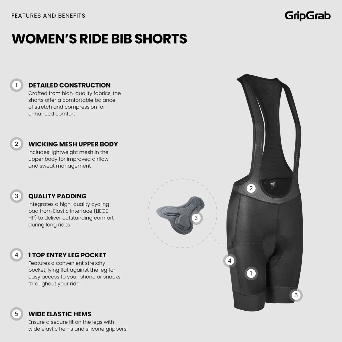 GripGrab RIDE korte Fietsbroek met bretels